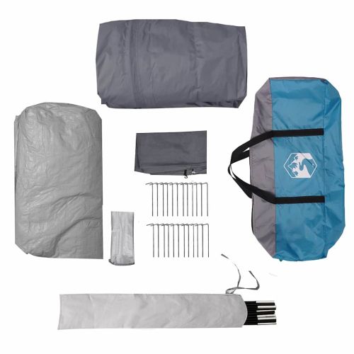 Тунелна палатка за 4-ма Синьо и сиво 778 x 356 x 210 см