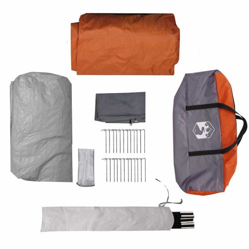 Тунелна палатка за 4-ма Сив и оранжев 778 x 356 x 210 см