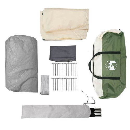 Тунелна палатка за 6 души Зелен и бял 778 x 356 x 210 см