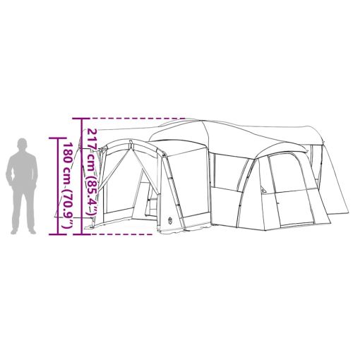 Семейна палатка за 20 души Зелен и бял 745 x 700 x 217 см