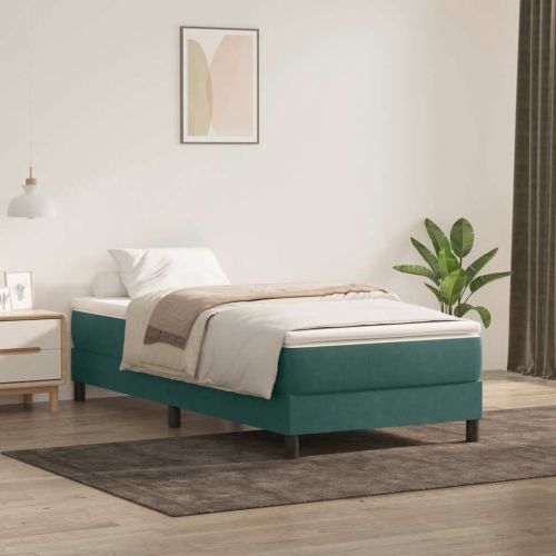 Box Spring Легло без матрак Тъмнозелено 90x210 cm Кадифе