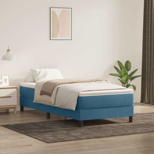 Box Spring легло без матрак Тъмно синьо 100x210 cm кадифе