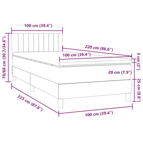 Боксспринг легло с матрак, розово, 100x220 см, кадифе