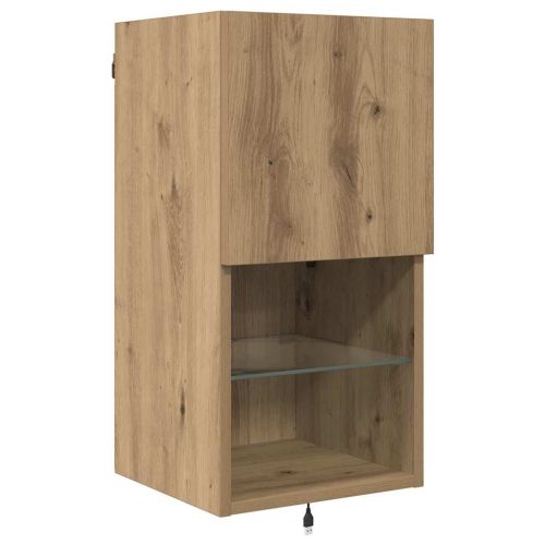 Стойки за телевизор С LED лентисти светлини Дъб Инженерно дърво