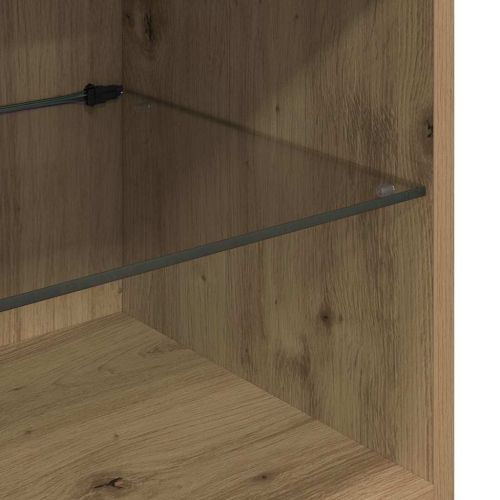 Стойки за телевизор С LED лентисти светлини Дъб Инженерно дърво