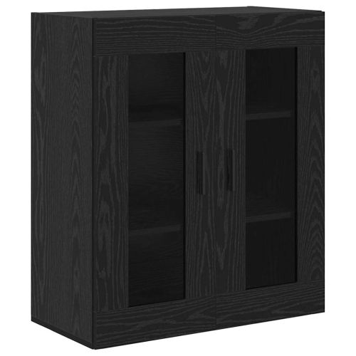 Висок шкаф 2 pcs Черния дъб Инженерна дървесина и стъкло