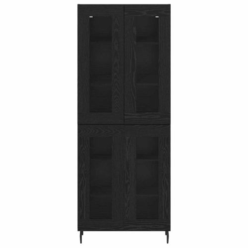 Висок шкаф 2 pcs Черния дъб Инженерна дървесина и стъкло