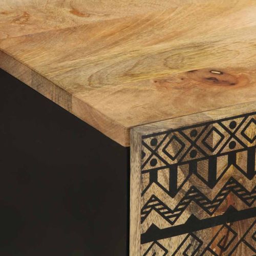 Висящ шкаф за баня, черен, 38x33,5x48 см, масивно мангово дърво