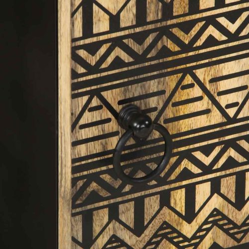 Висящ шкаф за баня, черен, 38x33,5x48 см, масивно мангово дърво