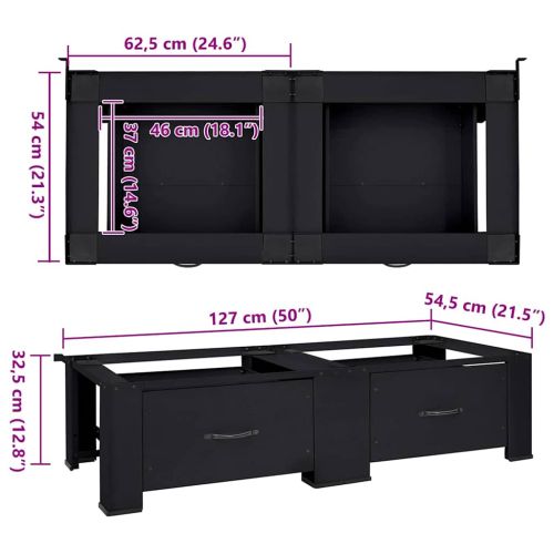 Педестал за пералня 2 бр. Черен 127 x 54,5 x 32,5 см Стомана