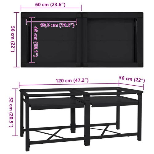 Педестал за пералня 2 pcs Черен 120 x 56 x 52 см Стомана