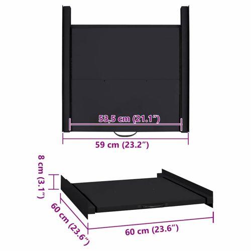 Интермедиина етажерка за пералня Черно 60 x 60 x 8 см Стомана