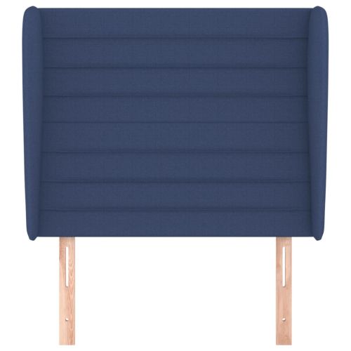 Горна табла за легло с уши, синя, 93x23x118/128 см, плат