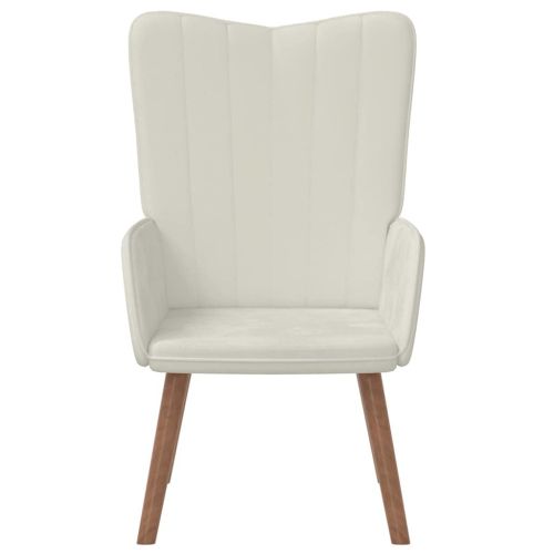 Релаксиращ стол, кремавобял, кадифе