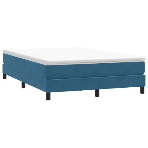 Box Spring легло без матрак Тъмно синьо 140x210 cm кадифе