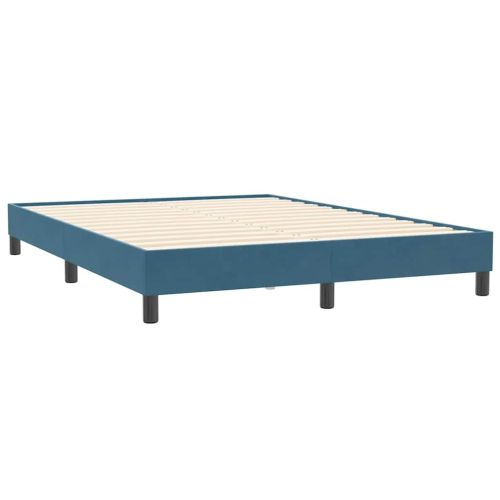 Box Spring легло без матрак Тъмно синьо 140x210 cm кадифе