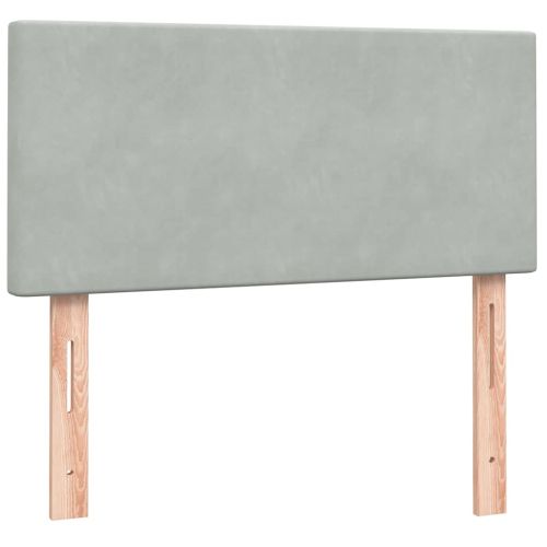 Боксспринг легло с матрак, светлосиво, 90x210 см, кадифе