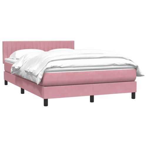 Боксспринг легло с матрак, розово, 140x210 cm, кадифе