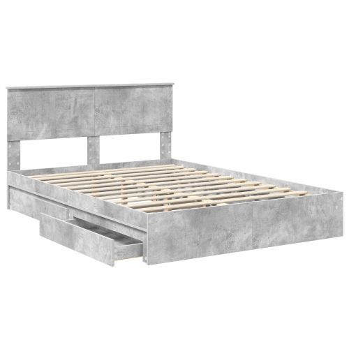 Легло с място за съхранение Циментено сиво 135 x 190 cm