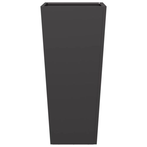 Градински кашпи, 2 бр, черни, 35x35x75 см, стомана