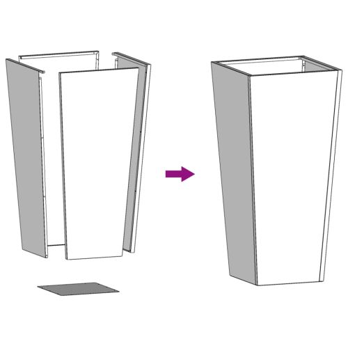 Градински кашпи, 2 бр, черни, 35x35x75 см, стомана