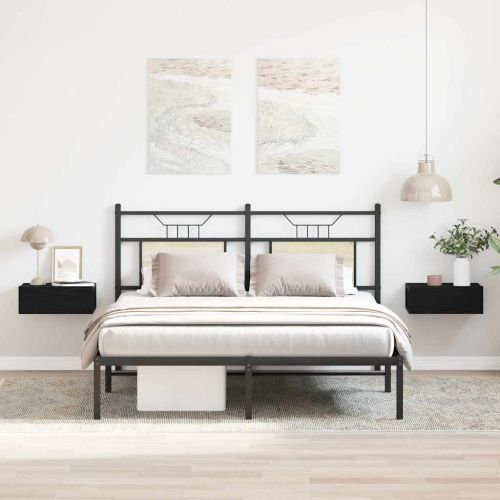 Нощни шкафчета с 2 места, черен дъб, 40x32x15 см, инженерно дърво