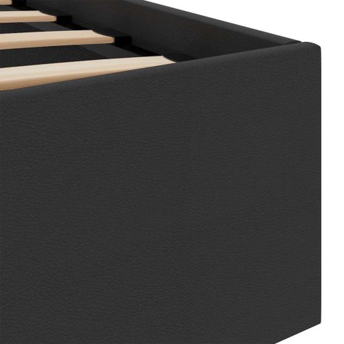 Легло с повдигащ механизъм и LED черно еко кожа 140x200 cм