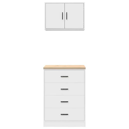 гаражни шкафове, 2 бр, бели, инженерно дърво