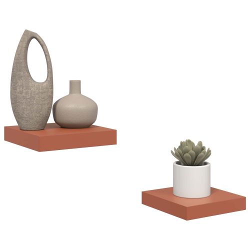 Стенен рафт 2 pcs Червено 23 x 23,5 x 4 см Инженерно дърво