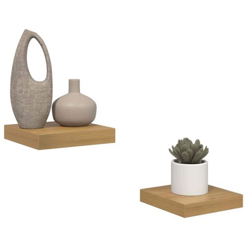 Стенен рафт 2 pcs Кафяво 23 x 23,5 x 4 см Инженерно дърво