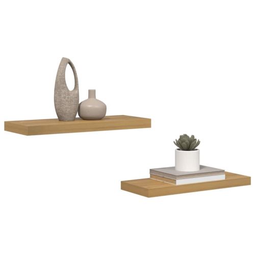 Стенен рафт 2 pcs Кафяво 60 x 23 x 4 см Инженерно дърво