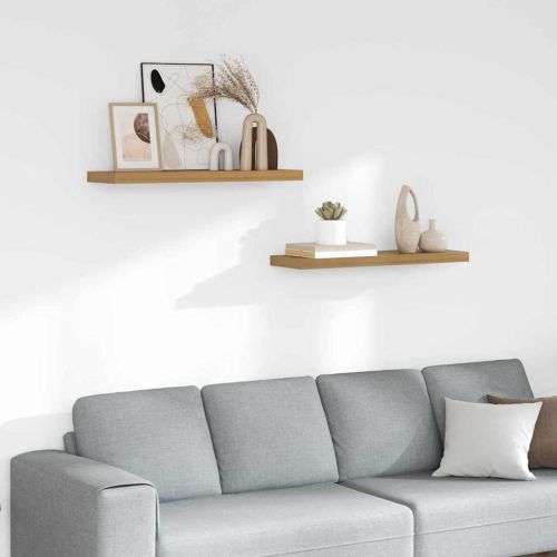 Стенен рафт 2 pcs Кафяво 90 x 23,5 x 4 см Инженерно дърво