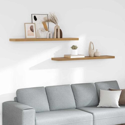 Стенен рафт 2 pcs Кафяво 120 x 23,5 x 4 см Инженерно дърво