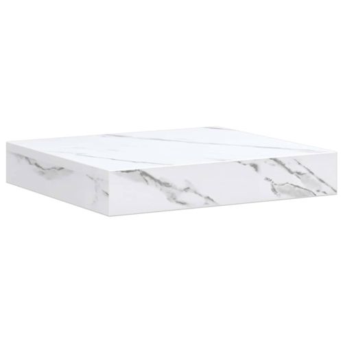 Стенен рафт 2 pcs Бял мрамор 23 x 23,5 x 4 см Инженерно дърво