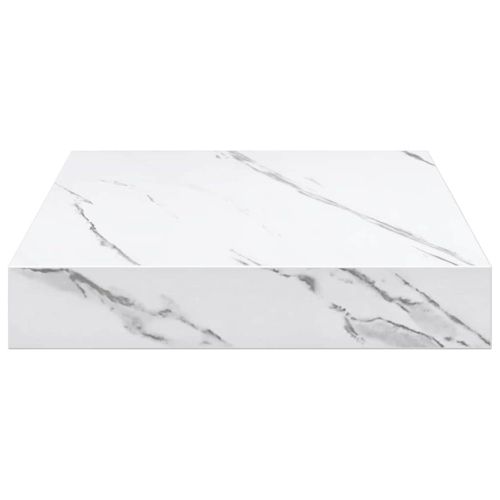 Стенен рафт 4 pcs Бял мрамор 23 x 23,5 x 4 см Инженерно дърво