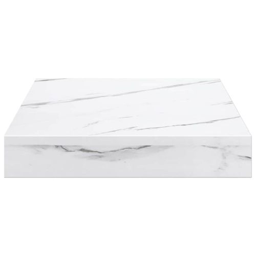 Стенен рафт 4 pcs Бял мрамор 23 x 23,5 x 4 см Инженерно дърво