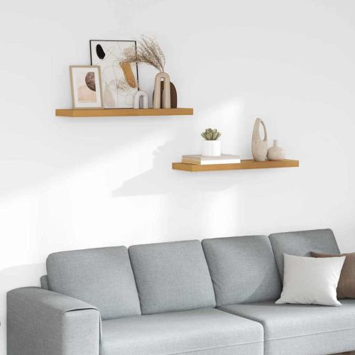 Стенен рафт 2 pcs Бежово 90 x 23,5 x 4 см Инженерно дърво