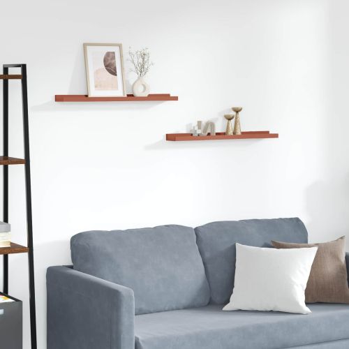 Стенен рафт с рафт 2 pcs Червено 60 x 9 x 3 cm Инженерно дърво