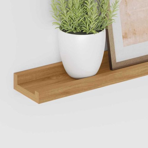 Стенен рафт с рафт 2 pcs Кафяво 60 x 9 x 3 cm Инженерно дърво