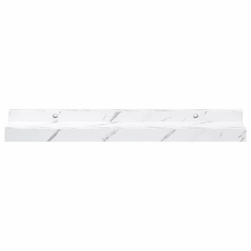 Стенен рафт 2 pcs Бял мрамор 40 x 9 x 3 cm Инженерно дърво