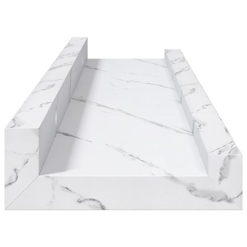 Стенен рафт 2 pcs Бял мрамор 40 x 9 x 3 cm Инженерно дърво