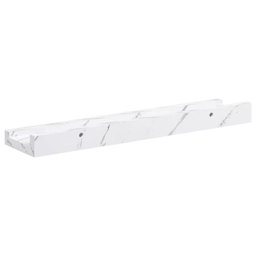 Стенен рафт 2 pcs Бял мрамор 40 x 9 x 3 cm Инженерно дърво