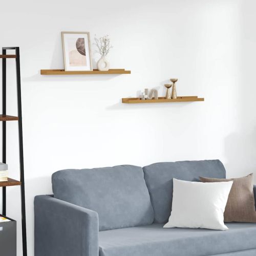 Стенен рафт с рафт 2 pcs Бежово 60 x 9 x 3 cm Инженерно дърво