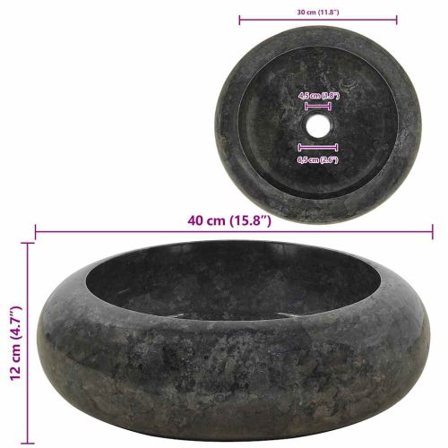 Мивка, 40x12 см, мрамор, черна