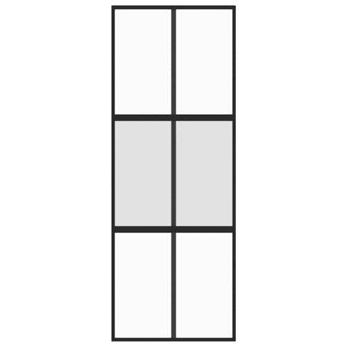 Плъзгаща се врата, черна, 76x205 см, закалено стъкло и алуминий