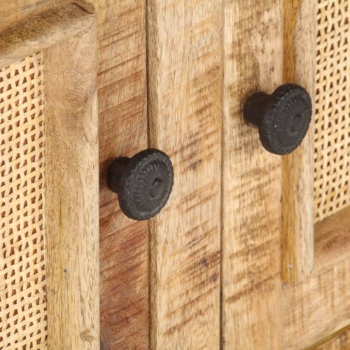 Кафе маса 90x50x35 cм мангово дърво масив и естествена тръстика