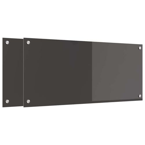 Кухненски заден панел 2 pcs Тъмен сив 90 x 40 cm