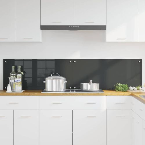 Кухненски гръб 2 pcs Тъмен сив 90 x 40 cm закалено стъкло