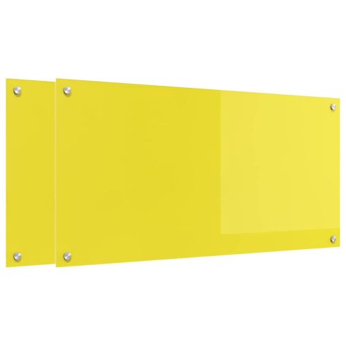 Кухненски заден панел 2 pcs Жълто 100 x 50 cm закалено стъкло