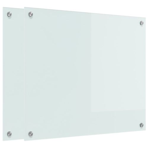 Кухненски заден панел 2 pcs Бяло 70 x 60 cm закалено стъкло